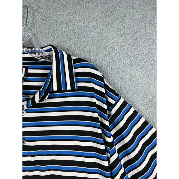 Footjoy Men's Black Blue White Stripe Golf Polo Shirt Size XL - Picture 5 of 9